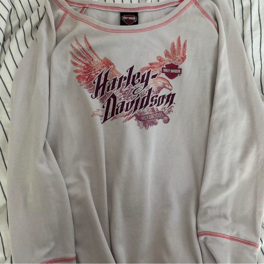 Harley-Davidson White and Red Eagle Shirt